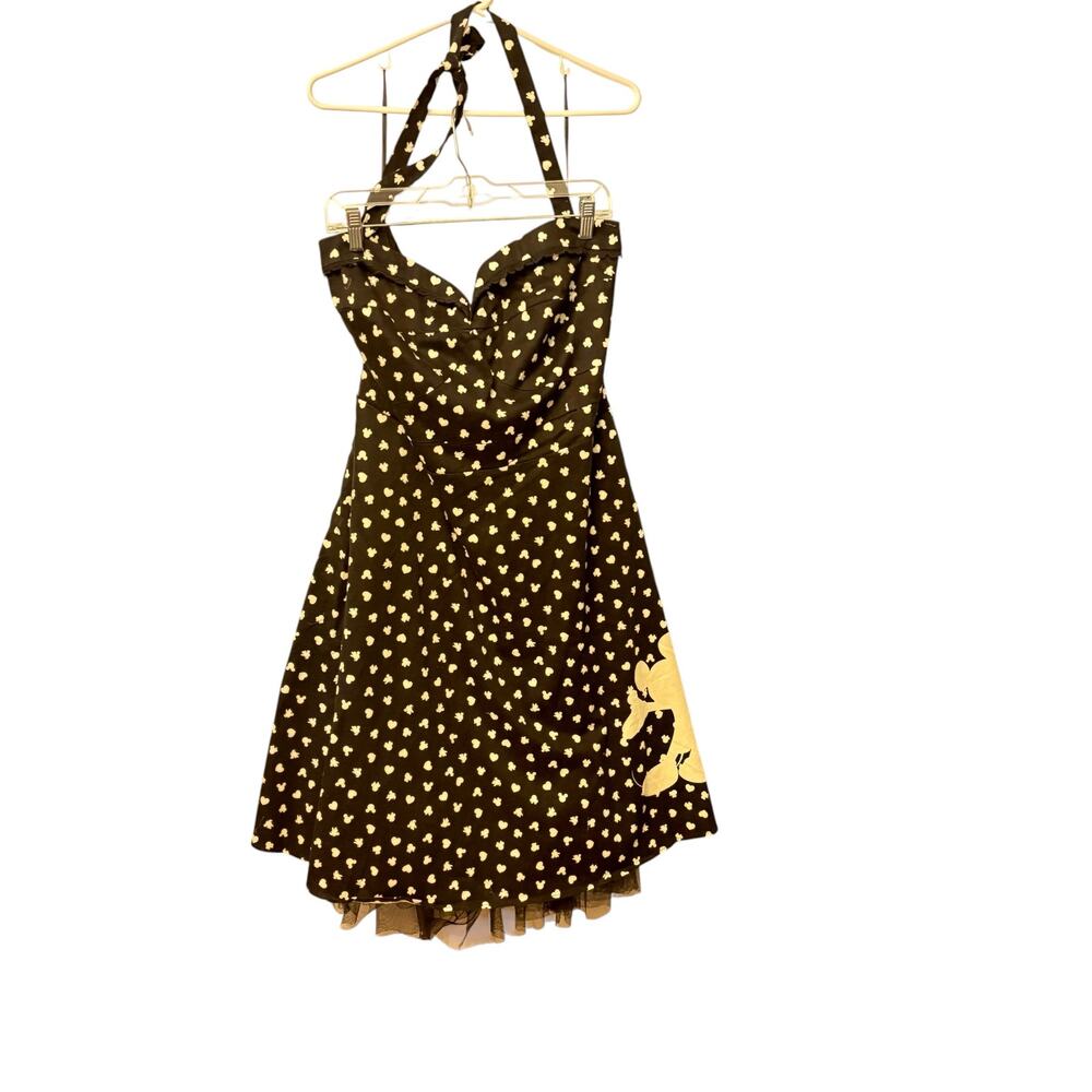 Disney Black & Cream Halter Fit & Flare Dress with Tulle Detail Hem sz 24 - Picture 6 of 8
